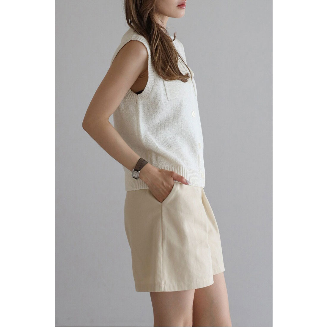 ボンジュールサガン BONJOUR SAGAN ポケットニットベスト （IVORY） IVORY
