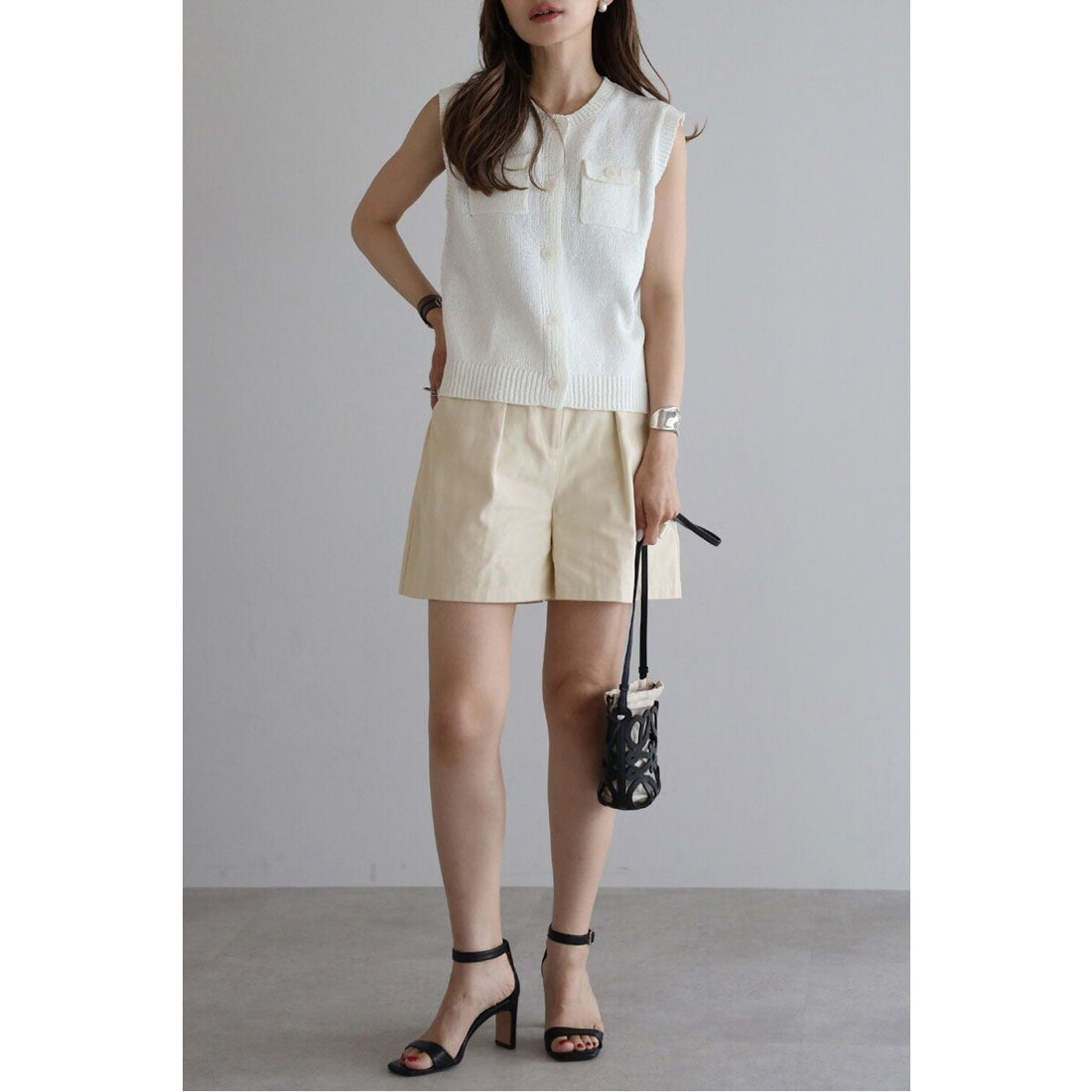 ボンジュールサガン BONJOUR SAGAN ポケットニットベスト （IVORY） IVORY