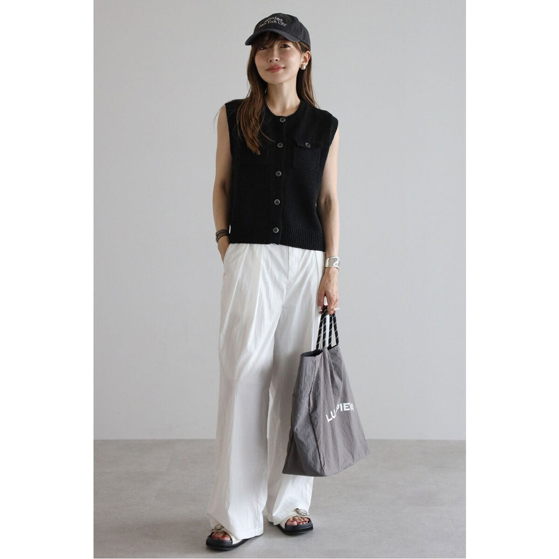 ボンジュールサガン BONJOUR SAGAN ポケットニットベスト （IVORY） IVORY