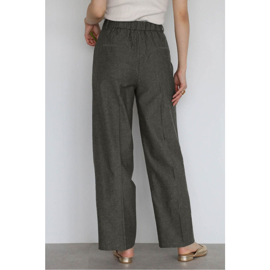 ボンジュールサガン BONJOUR SAGAN linen blend long vest × pants set up / リネン混ロングベスト×パンツセットアップ （CHARCOAL-GRAY） CHARCOAL-GRAY