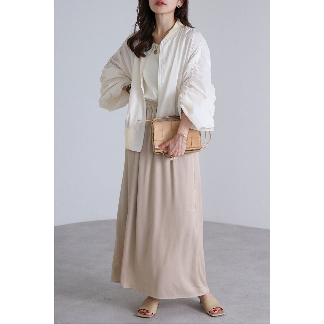 ボンジュールサガン BONJOUR SAGAN 【撥水・UVカット】ギャザースリーブシアーブルゾン （IVORY） IVORY