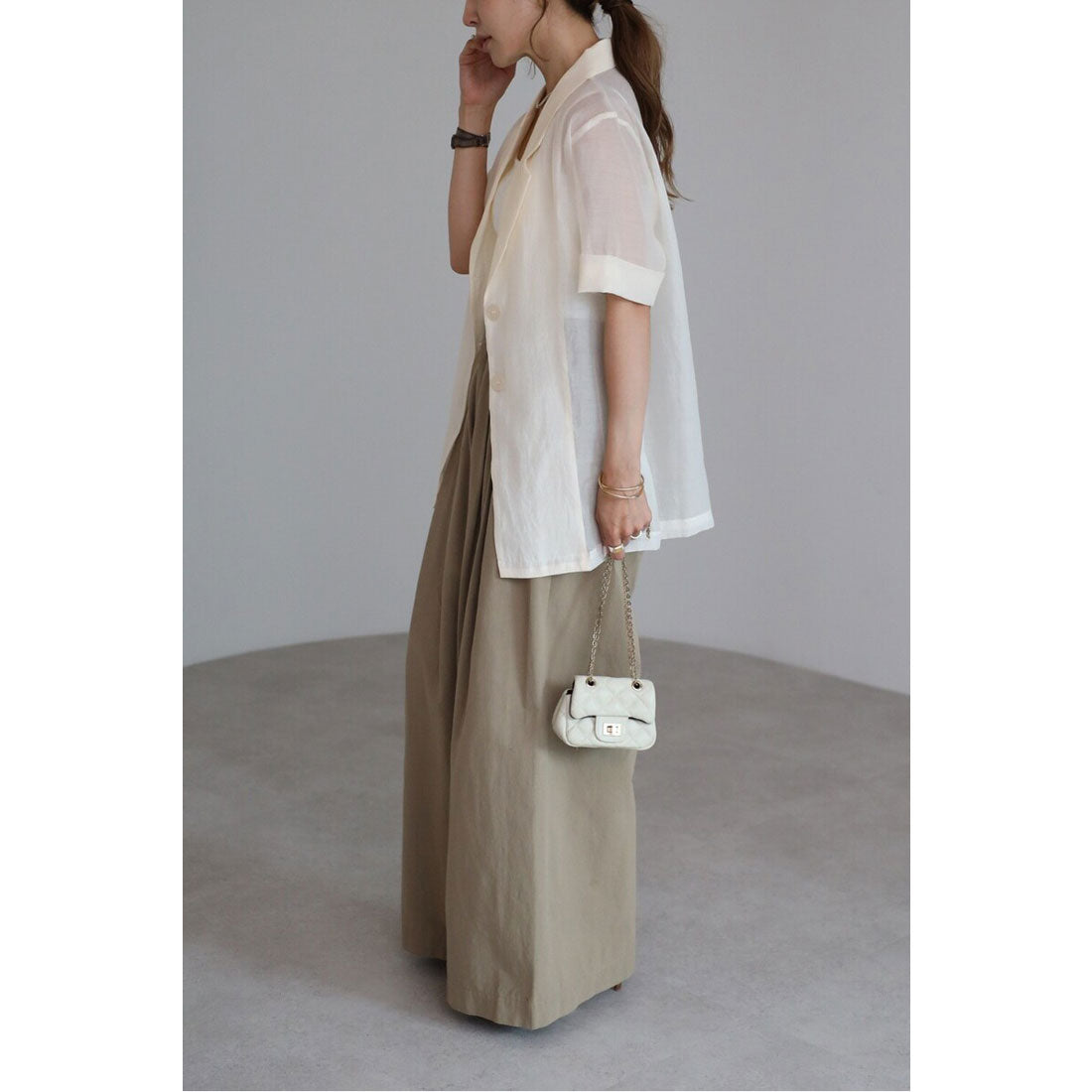 ボンジュールサガン BONJOUR SAGAN ハーフスリーブシアージャケット （IVORY） IVORY