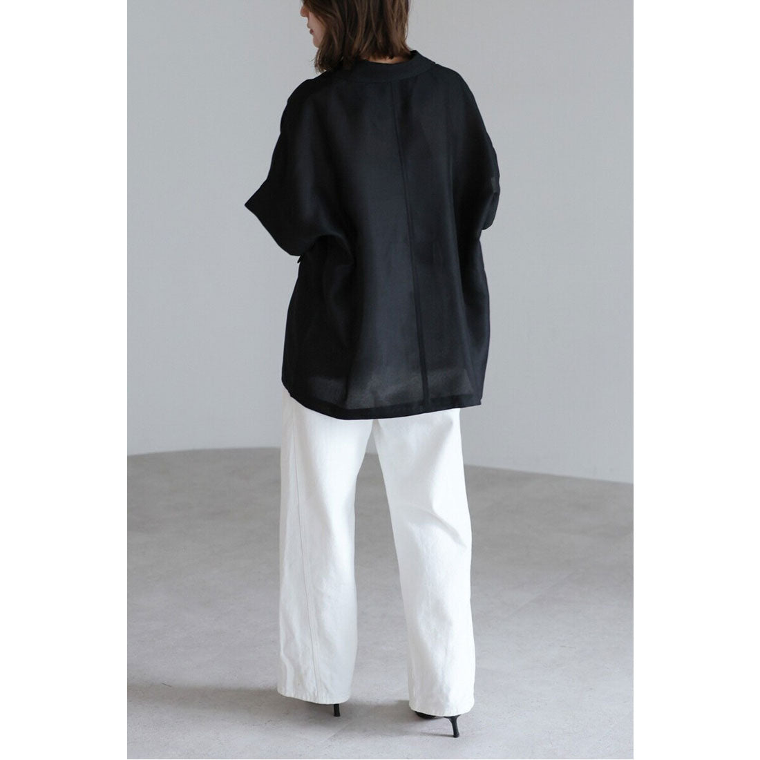 ボンジュールサガン BONJOUR SAGAN リネンライク半袖ジャケット （BLACK） BLACK