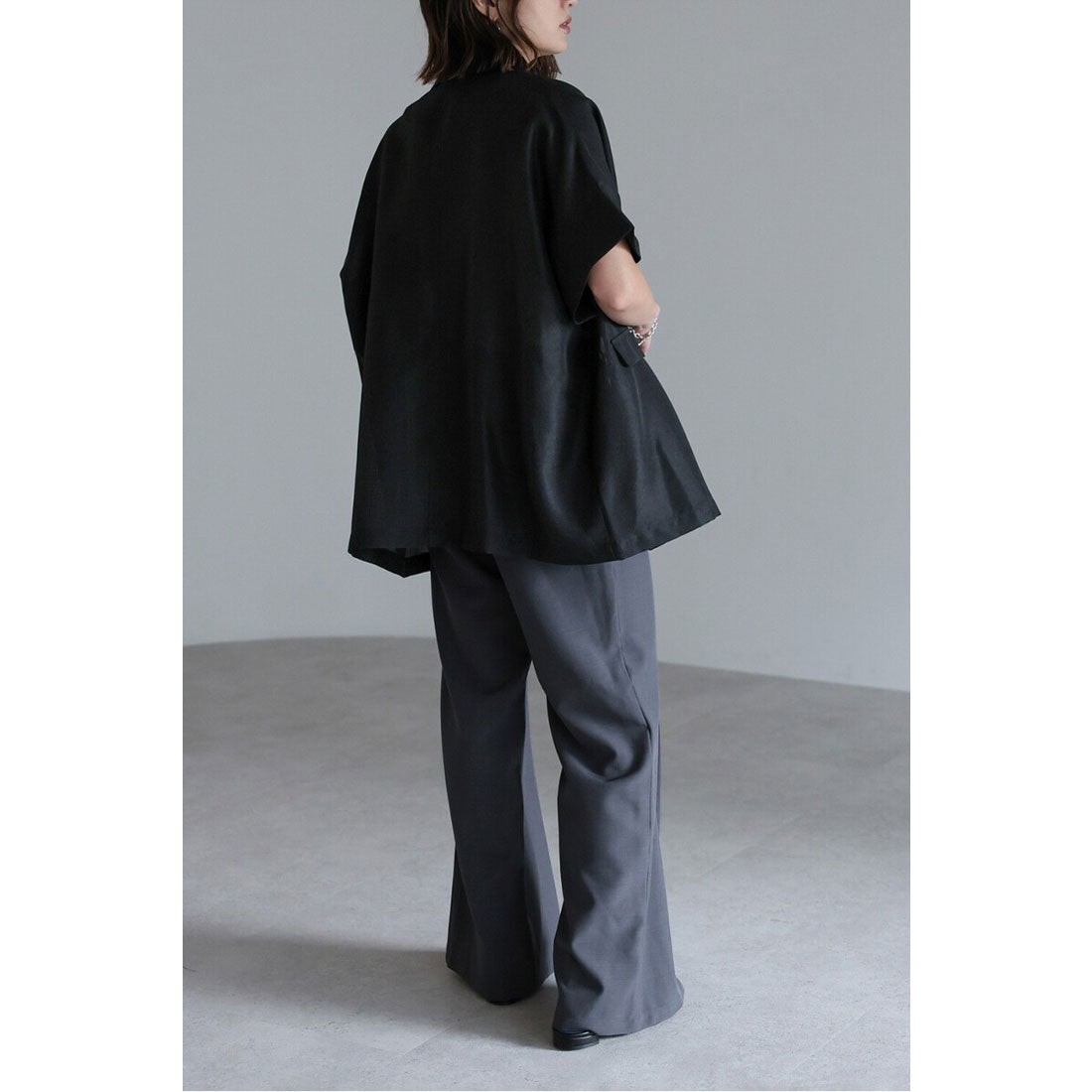 ボンジュールサガン BONJOUR SAGAN リネンライク半袖ジャケット （BLACK） BLACK