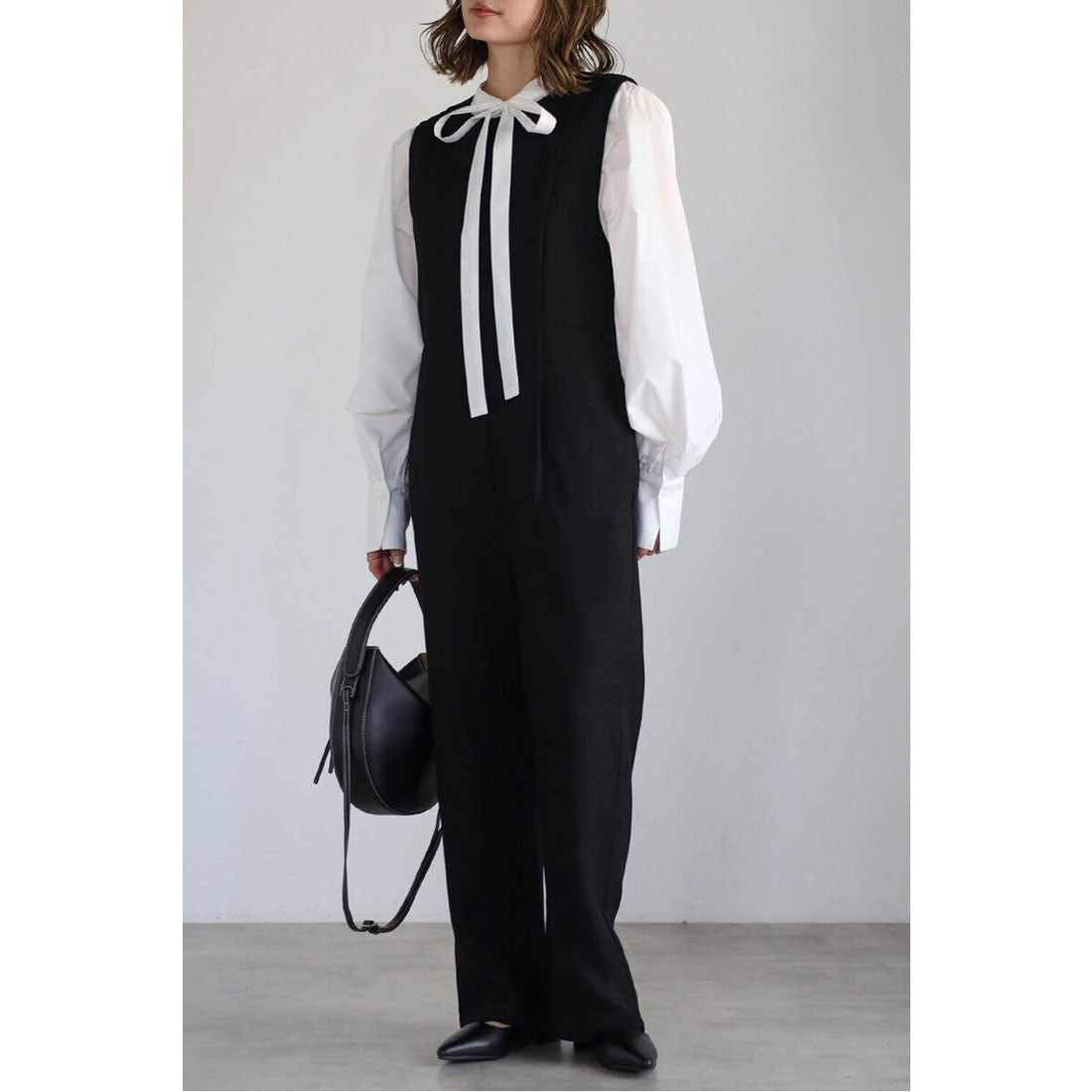 ボンジュールサガン BONJOUR SAGAN スリーブレスライトツイードオールインワン （BLACK） BLACK