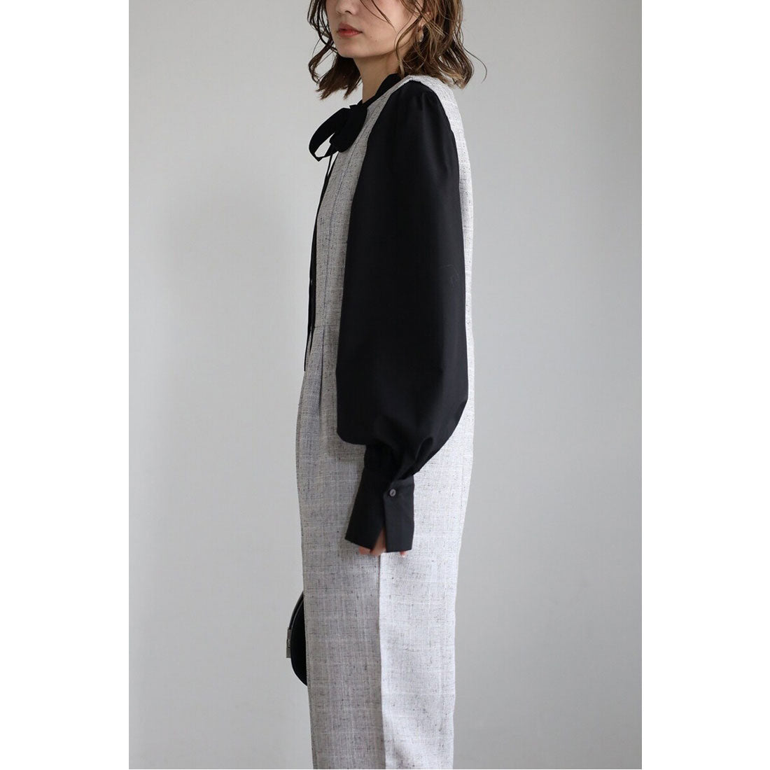 ボンジュールサガン BONJOUR SAGAN スリーブレスライトツイードオールインワン （BLACK） BLACK