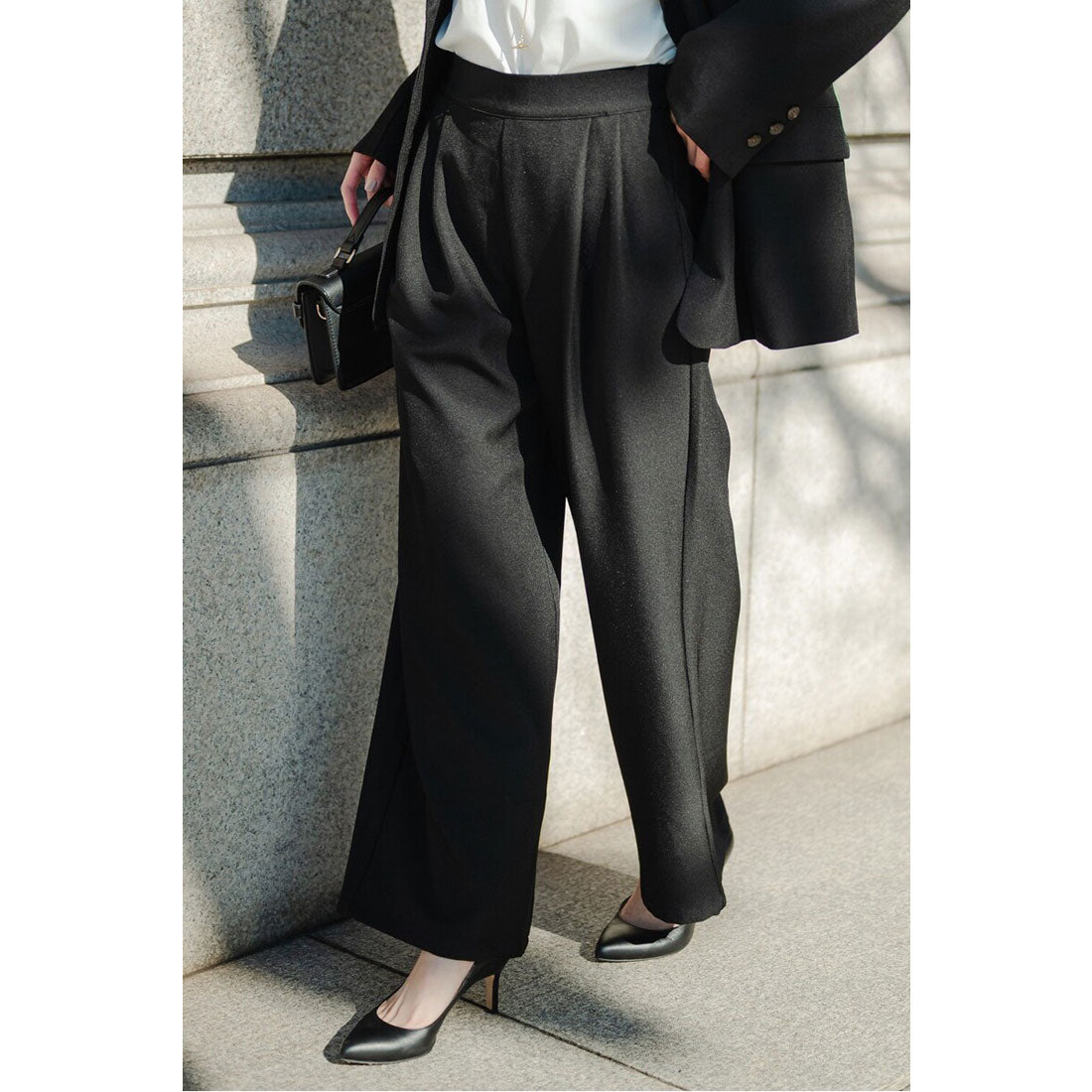 ボンジュールサガン BONJOUR SAGAN スーツ地ツイルタックパンツ （BLACK） BLACK