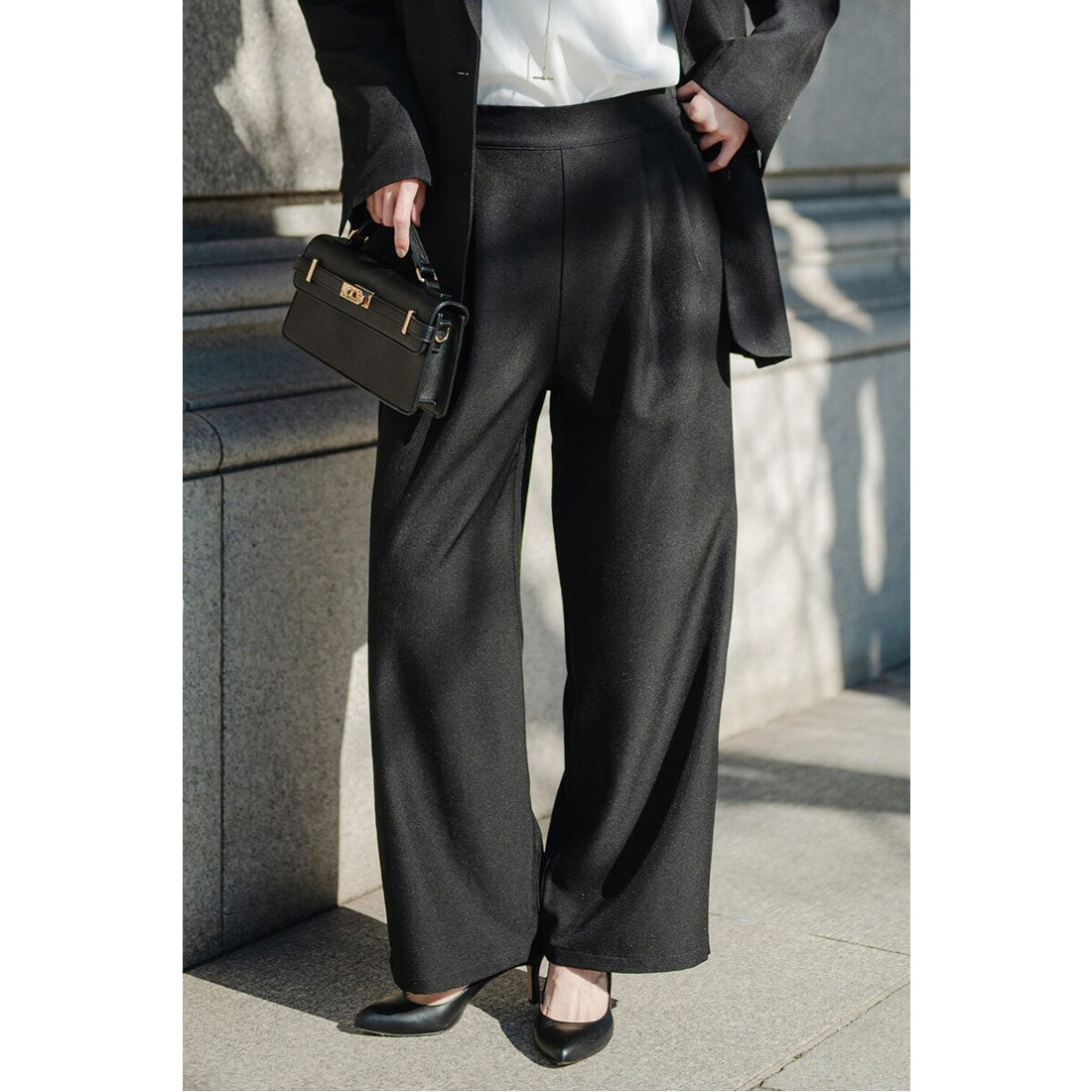 ボンジュールサガン BONJOUR SAGAN スーツ地ツイルタックパンツ （BLACK） BLACK