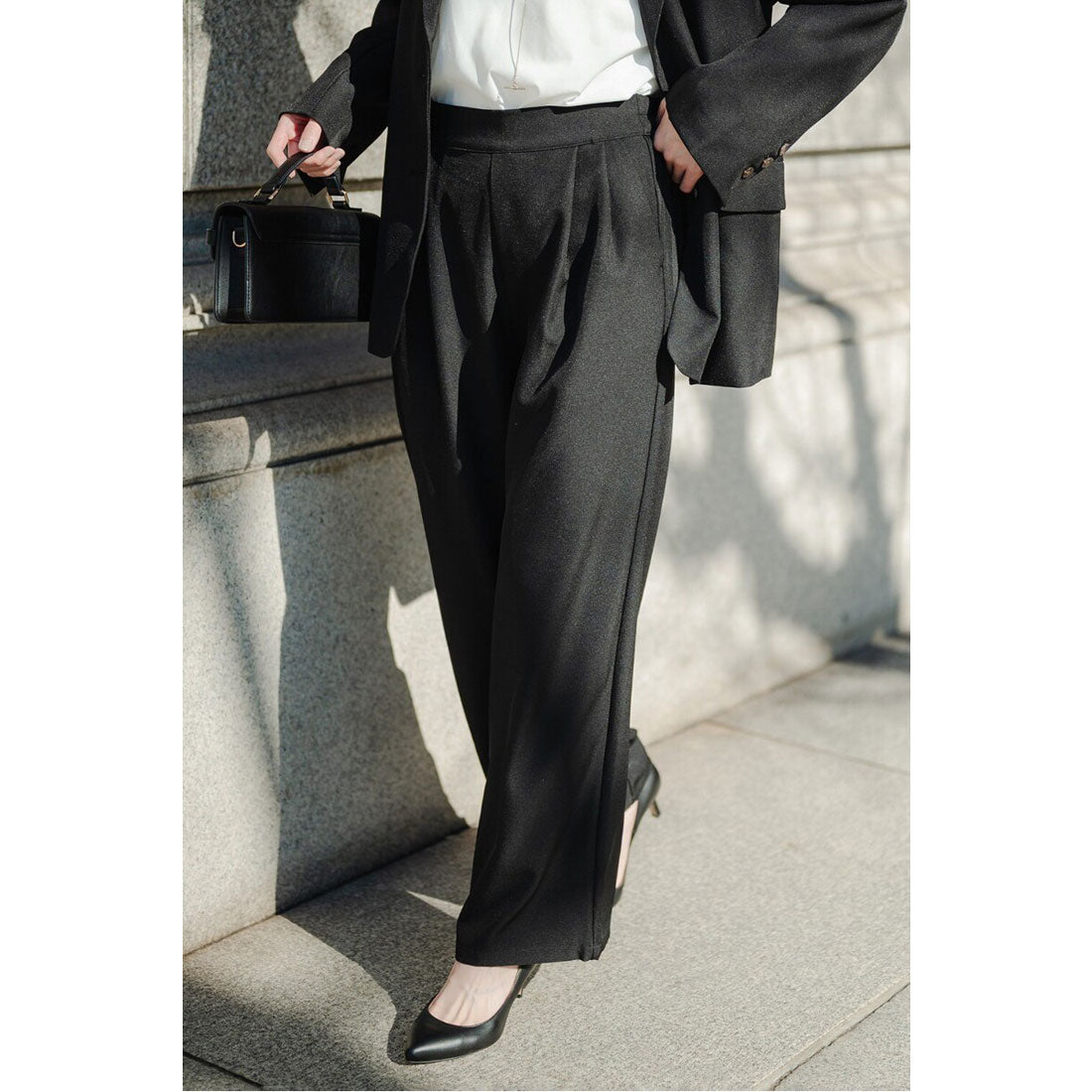 ボンジュールサガン BONJOUR SAGAN スーツ地ツイルタックパンツ （BLACK） BLACK
