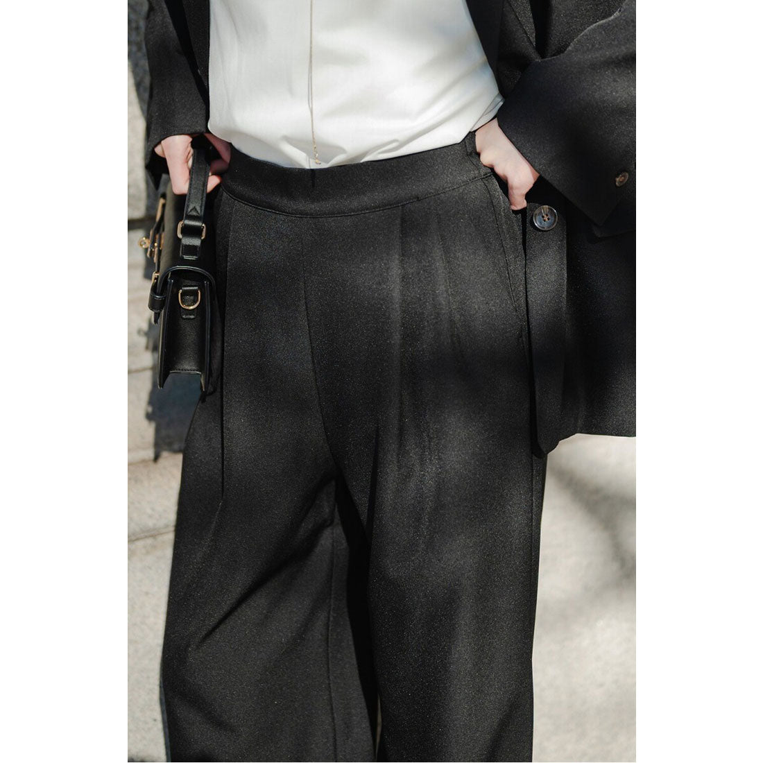 ボンジュールサガン BONJOUR SAGAN スーツ地ツイルタックパンツ （BLACK） BLACK