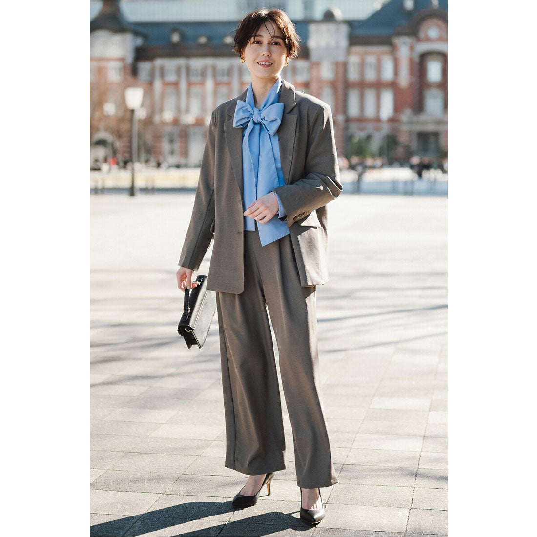 ボンジュールサガン BONJOUR SAGAN スーツ地ツイルタックパンツ （BLACK） BLACK
