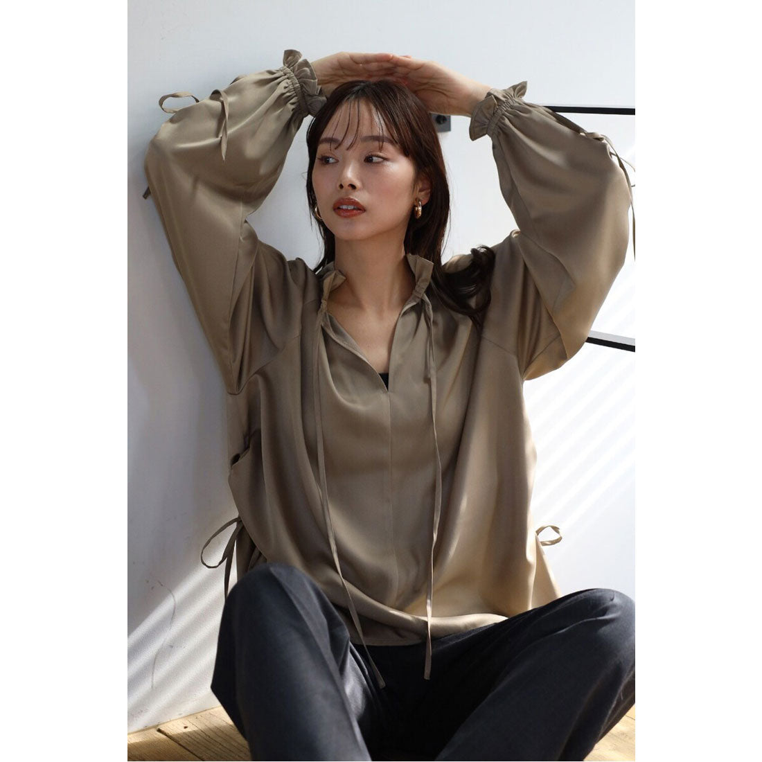 ボンジュールサガン BONJOUR SAGAN satin ribbon blouse / サテンリボンブラウス （OFF-WHITE） OFF-WHITE