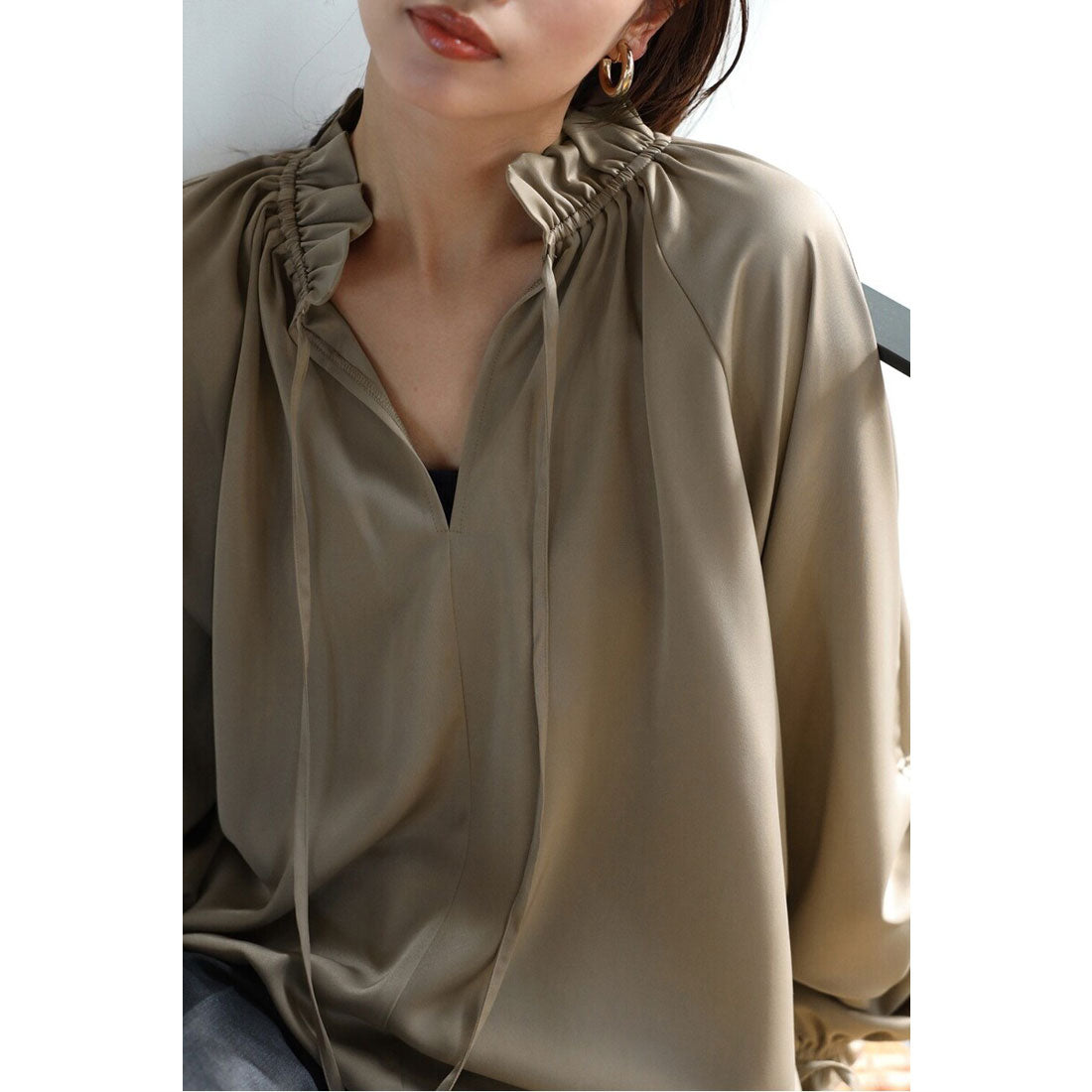 ボンジュールサガン BONJOUR SAGAN satin ribbon blouse / サテンリボンブラウス （OFF-WHITE） OFF-WHITE