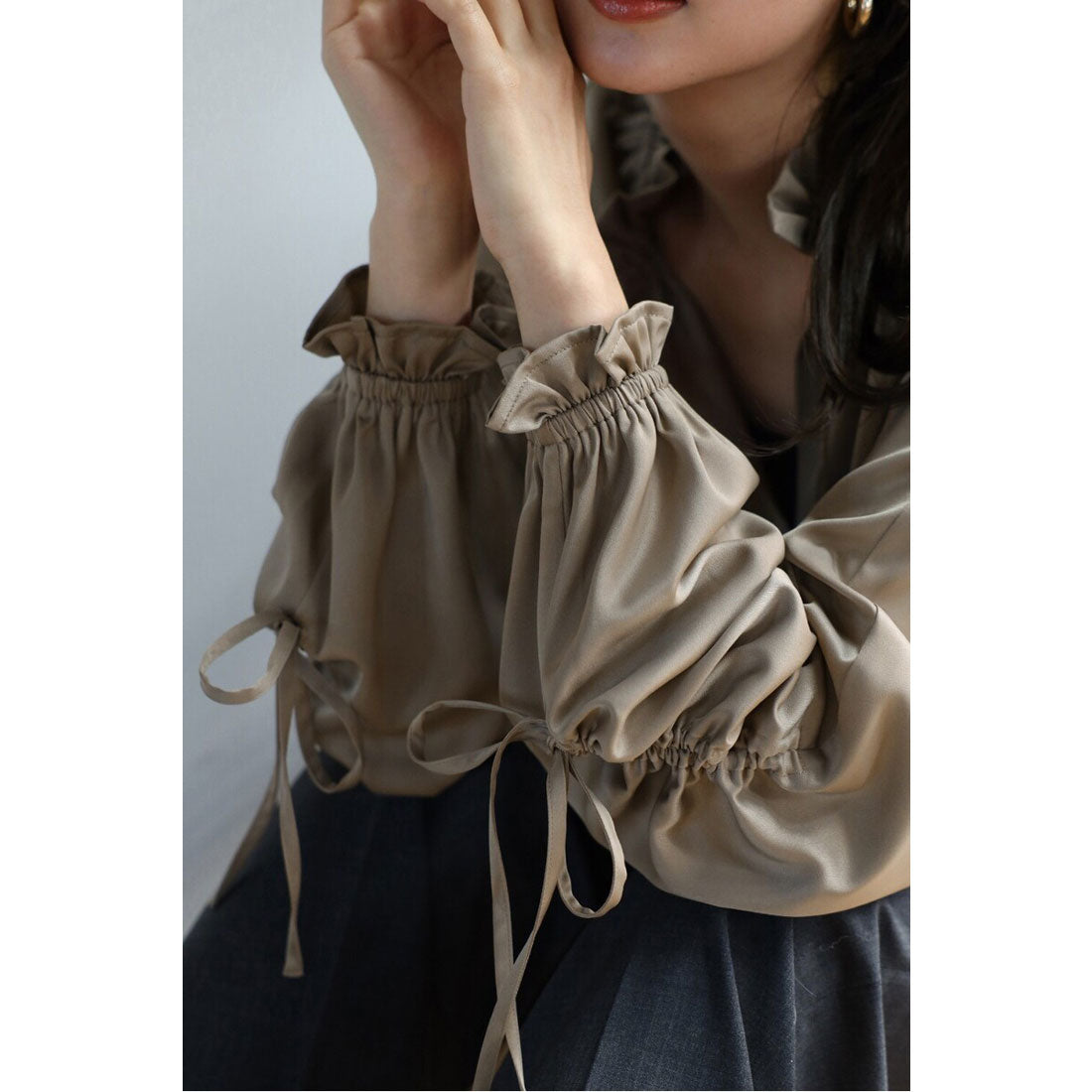 ボンジュールサガン BONJOUR SAGAN satin ribbon blouse / サテンリボンブラウス （OFF-WHITE） OFF-WHITE