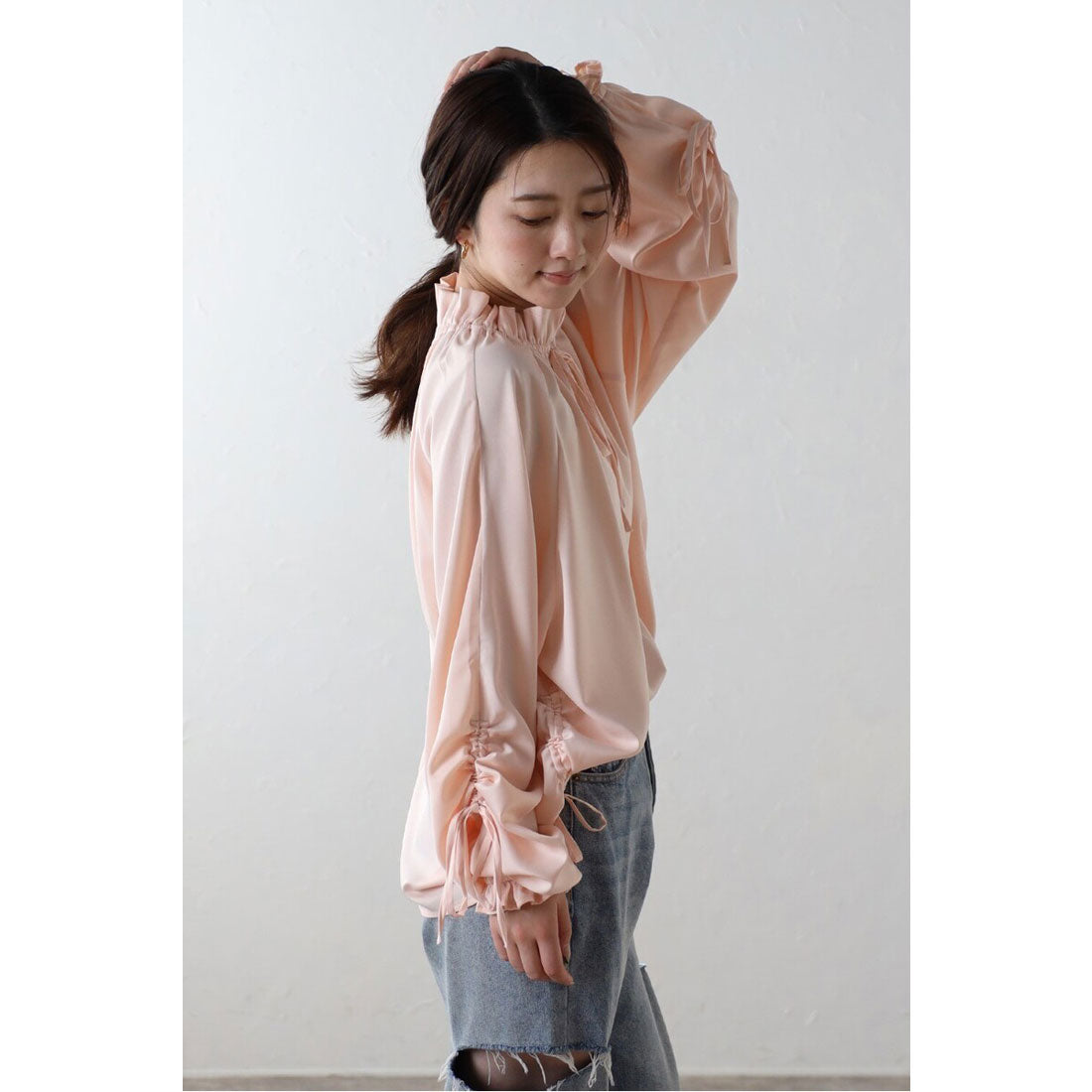 ボンジュールサガン BONJOUR SAGAN satin ribbon blouse / サテンリボンブラウス （OFF-WHITE） OFF-WHITE