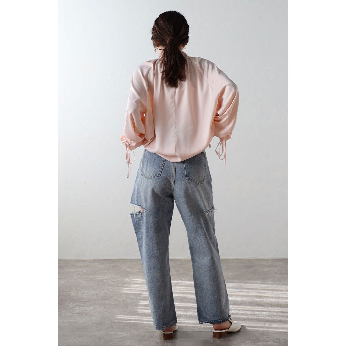 ボンジュールサガン BONJOUR SAGAN satin ribbon blouse / サテンリボンブラウス （OFF-WHITE） OFF-WHITE