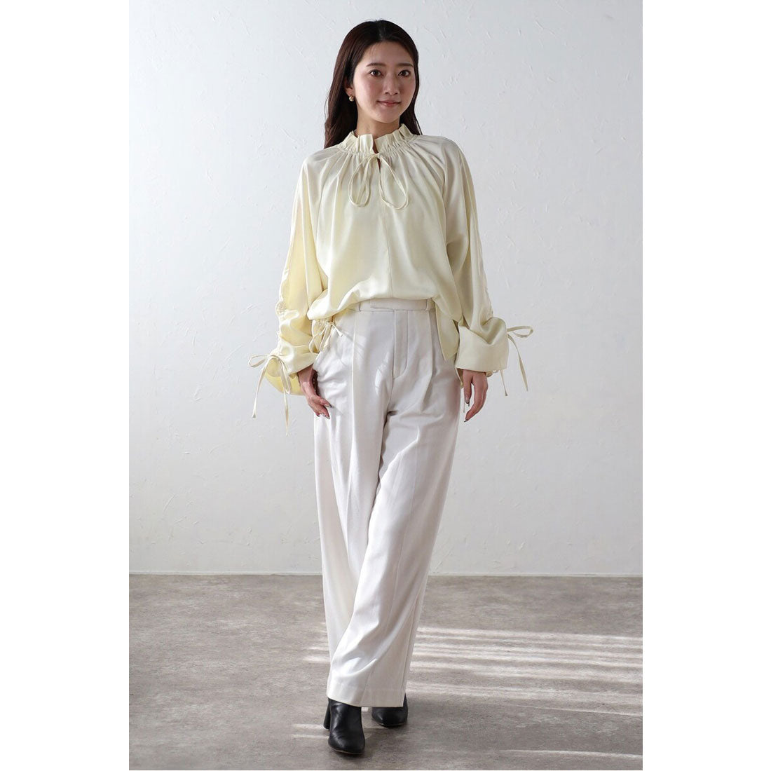 ボンジュールサガン BONJOUR SAGAN satin ribbon blouse / サテンリボンブラウス （OFF-WHITE） OFF-WHITE