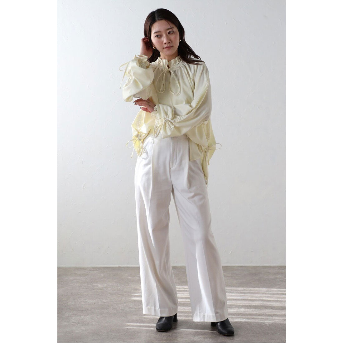 ボンジュールサガン BONJOUR SAGAN satin ribbon blouse / サテンリボンブラウス （OFF-WHITE） OFF-WHITE