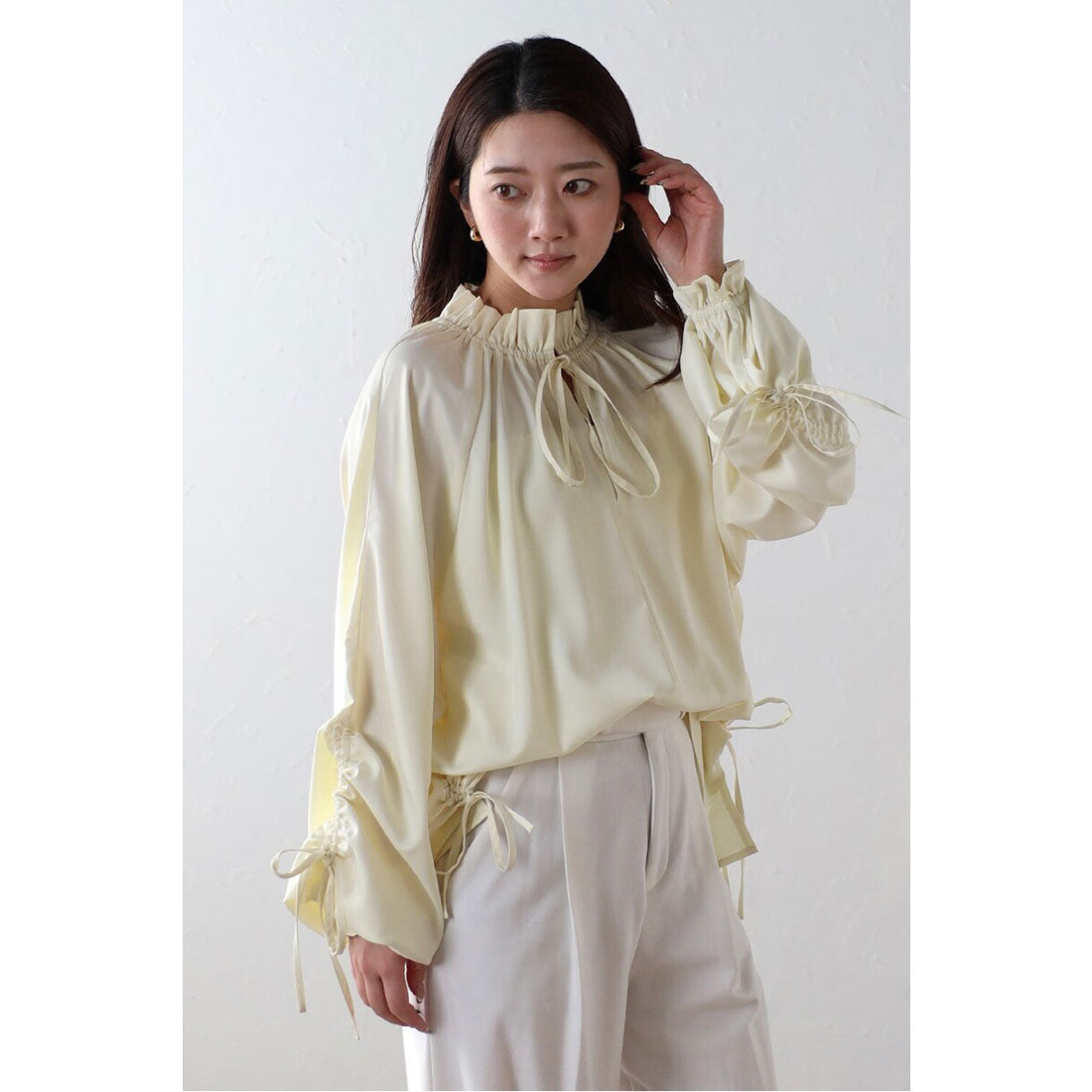 ボンジュールサガン BONJOUR SAGAN satin ribbon blouse / サテンリボンブラウス （OFF-WHITE） OFF-WHITE