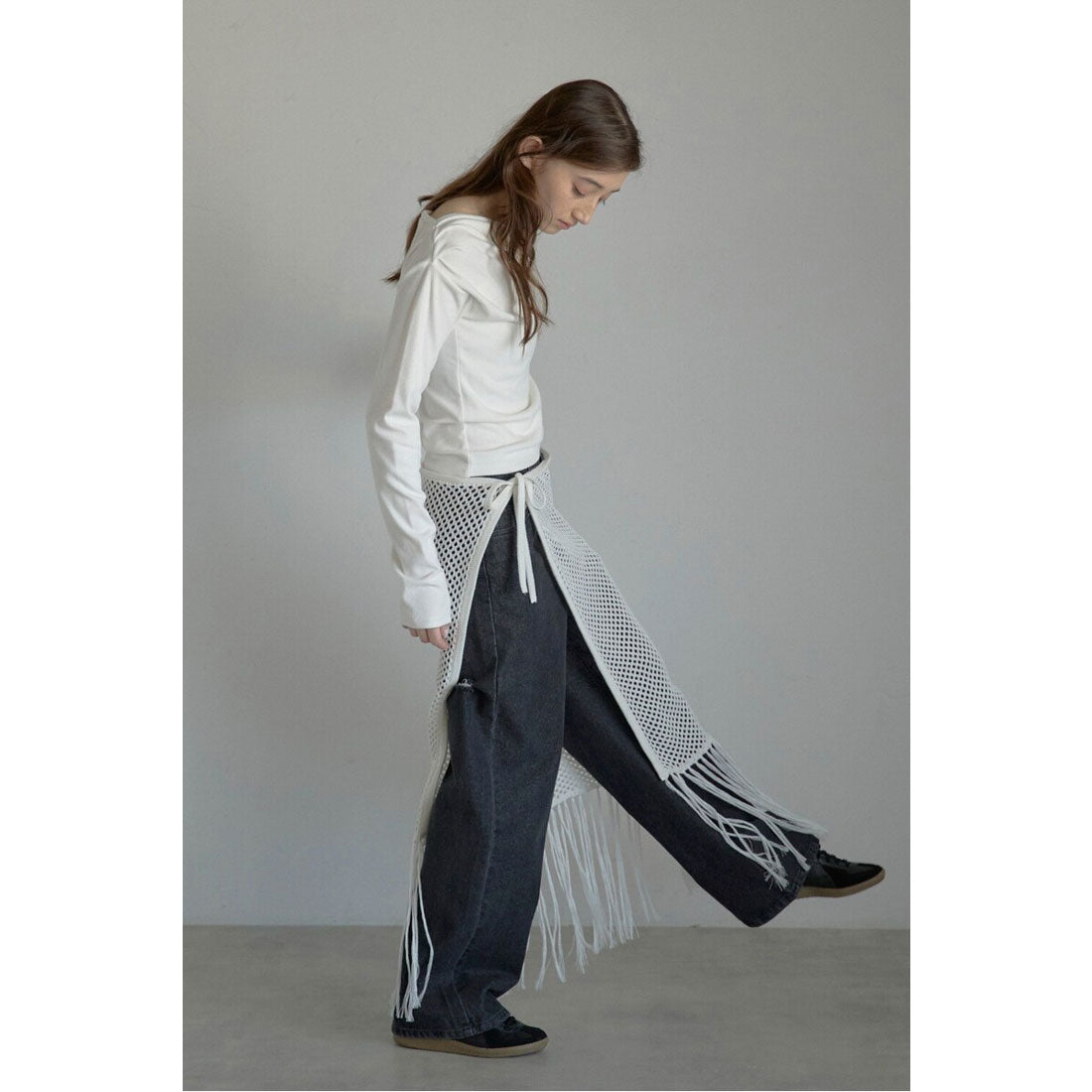 ボンジュールサガン BONJOUR SAGAN openwork knitted wrap skirt / 透かし編みラップスカート （OFF-WHITE） OFF-WHITE