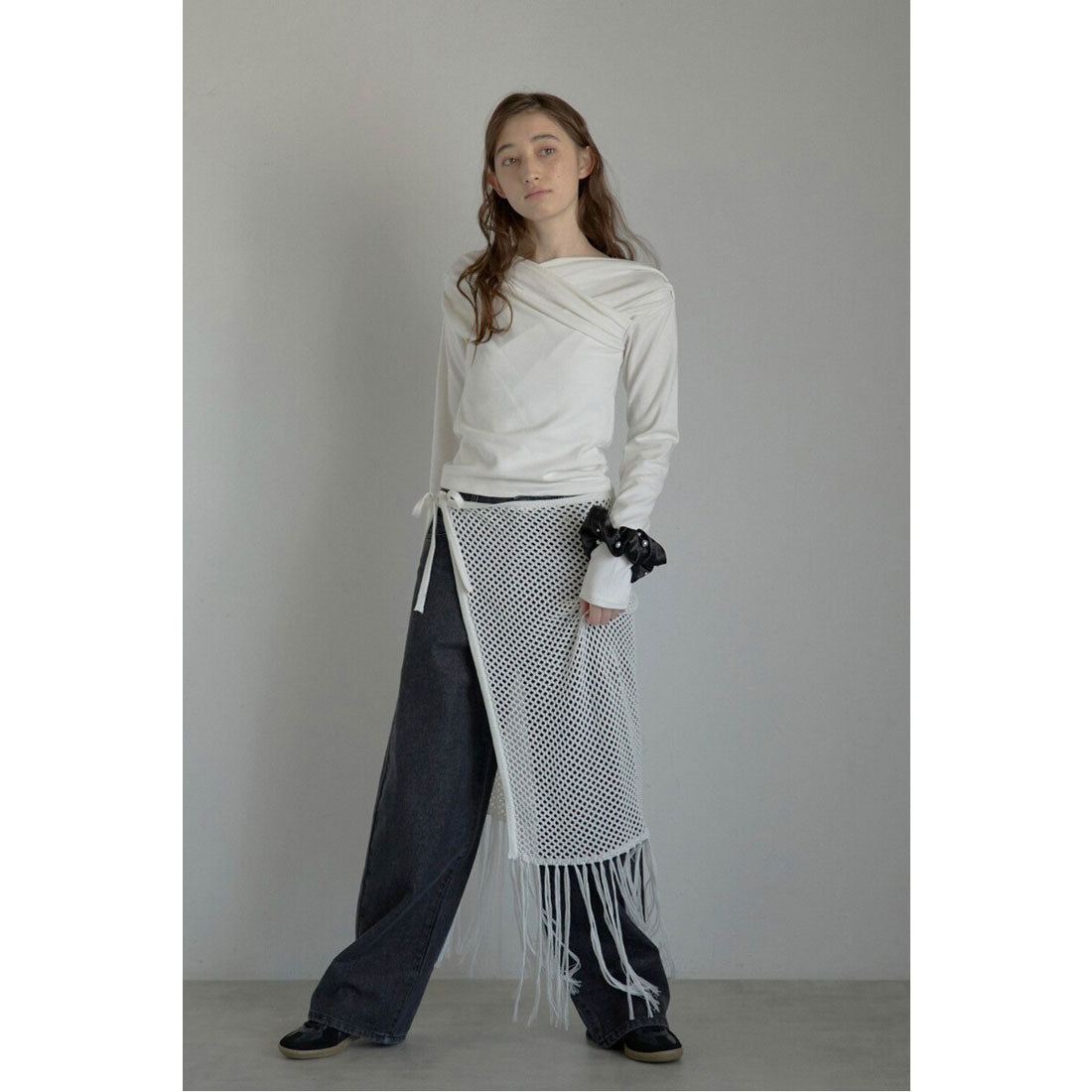 ボンジュールサガン BONJOUR SAGAN openwork knitted wrap skirt / 透かし編みラップスカート （OFF-WHITE） OFF-WHITE