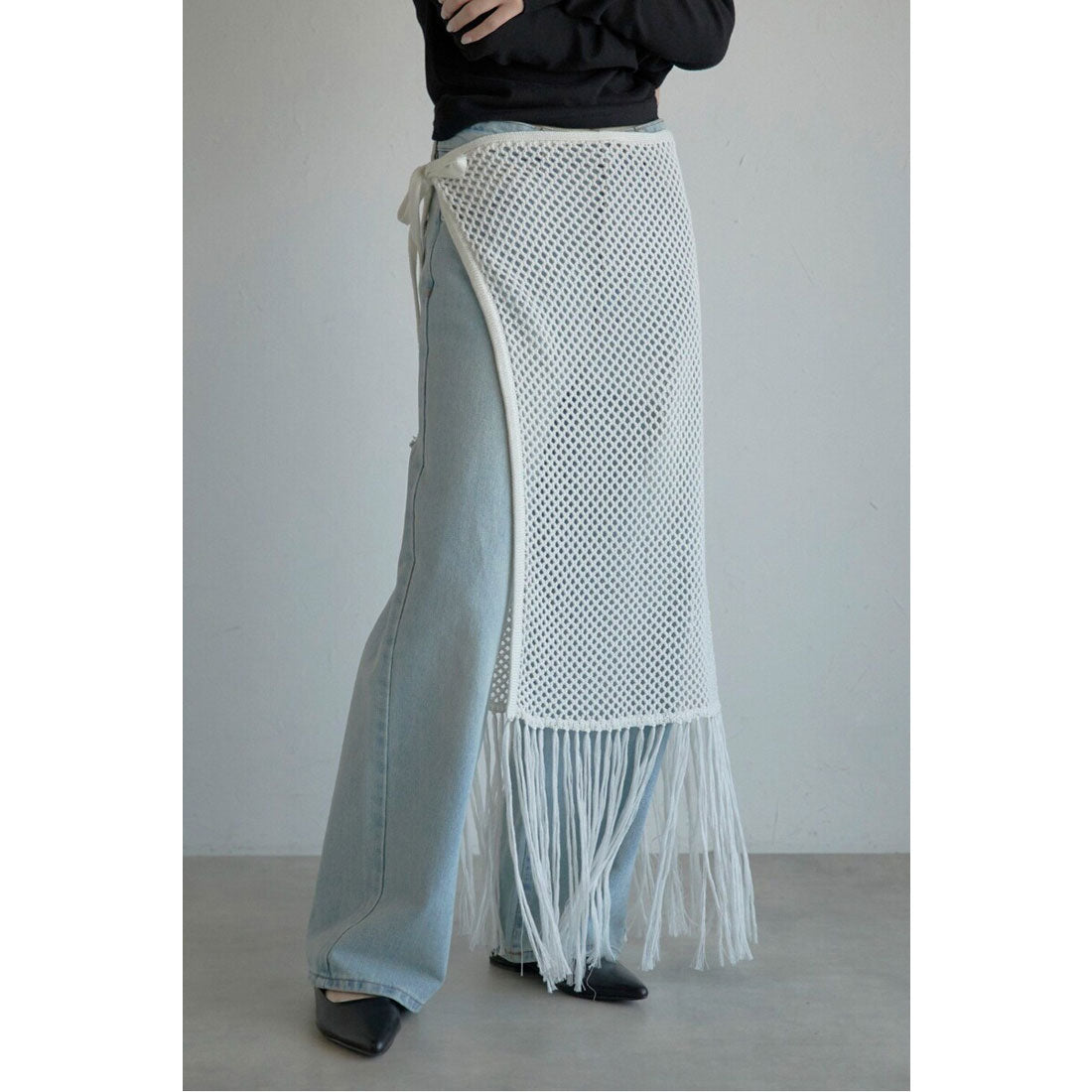 ボンジュールサガン BONJOUR SAGAN openwork knitted wrap skirt / 透かし編みラップスカート （OFF-WHITE） OFF-WHITE