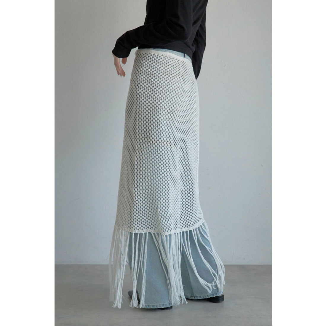 ボンジュールサガン BONJOUR SAGAN openwork knitted wrap skirt / 透かし編みラップスカート （OFF-WHITE） OFF-WHITE