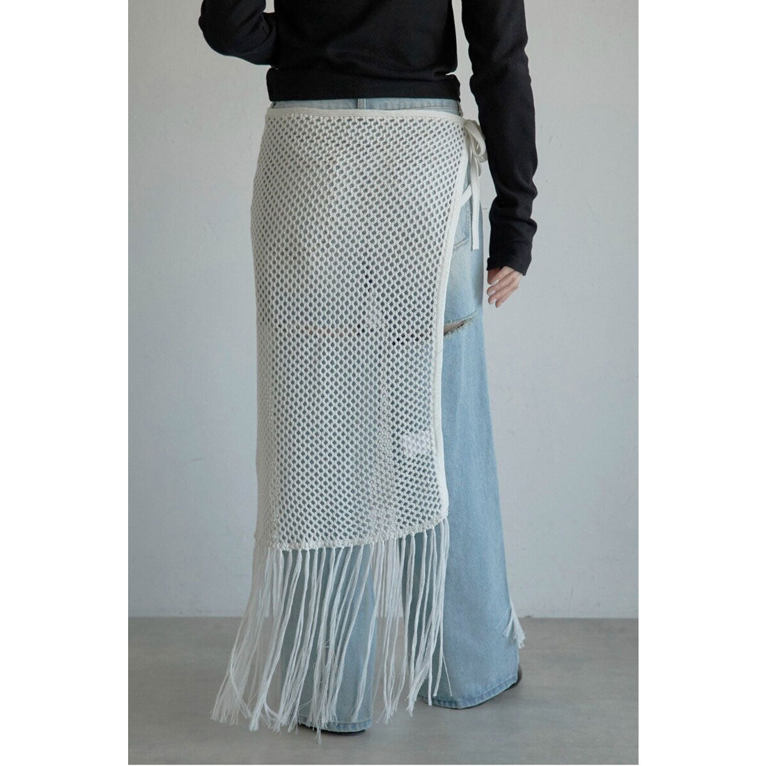 ボンジュールサガン BONJOUR SAGAN openwork knitted wrap skirt / 透かし編みラップスカート （OFF-WHITE） OFF-WHITE