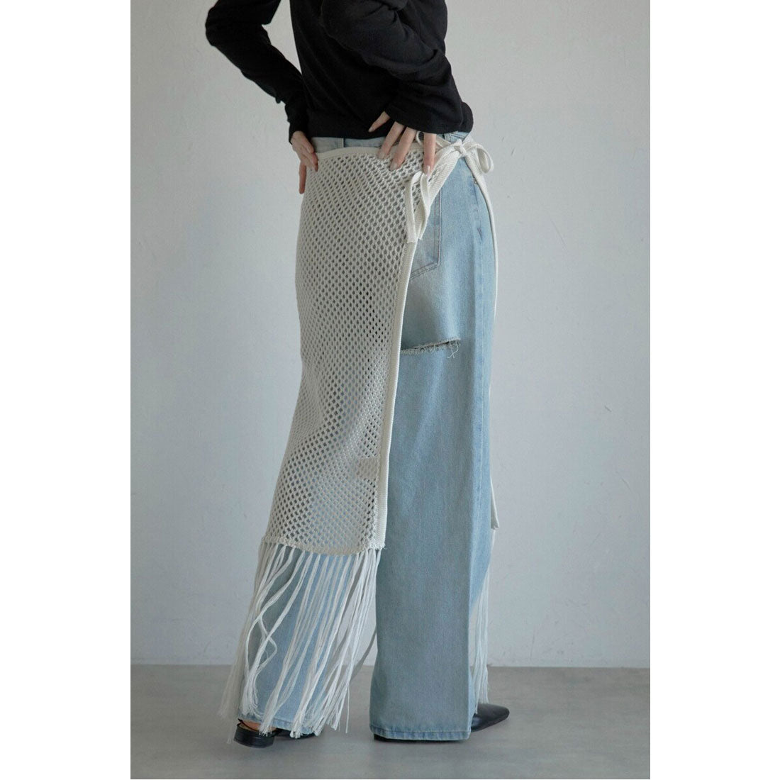 ボンジュールサガン BONJOUR SAGAN openwork knitted wrap skirt / 透かし編みラップスカート （OFF-WHITE） OFF-WHITE