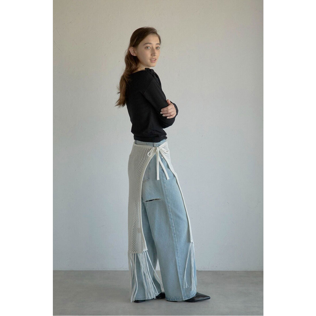 ボンジュールサガン BONJOUR SAGAN openwork knitted wrap skirt / 透かし編みラップスカート （OFF-WHITE） OFF-WHITE