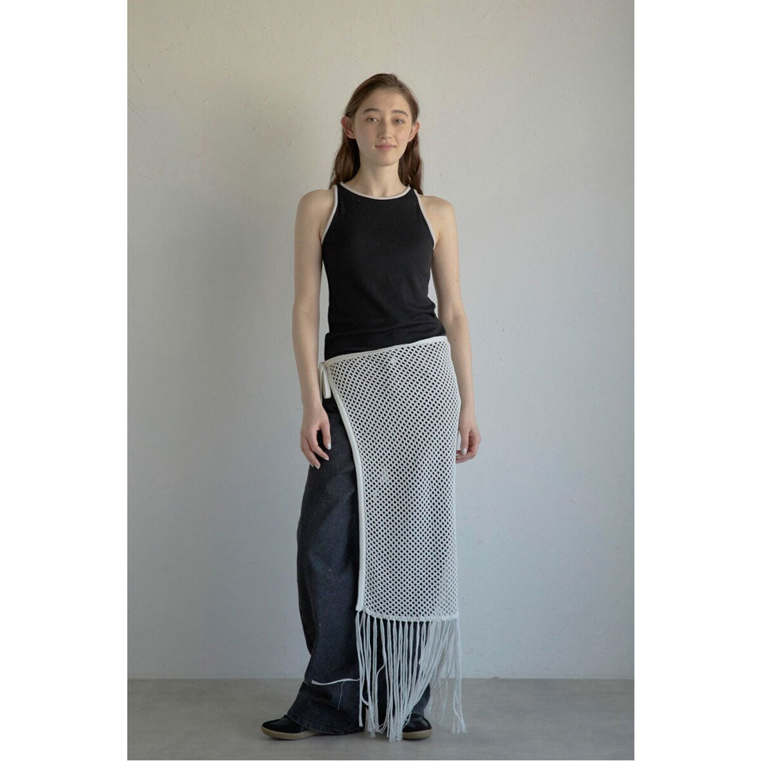 ボンジュールサガン BONJOUR SAGAN openwork knitted wrap skirt / 透かし編みラップスカート （OFF-WHITE） OFF-WHITE