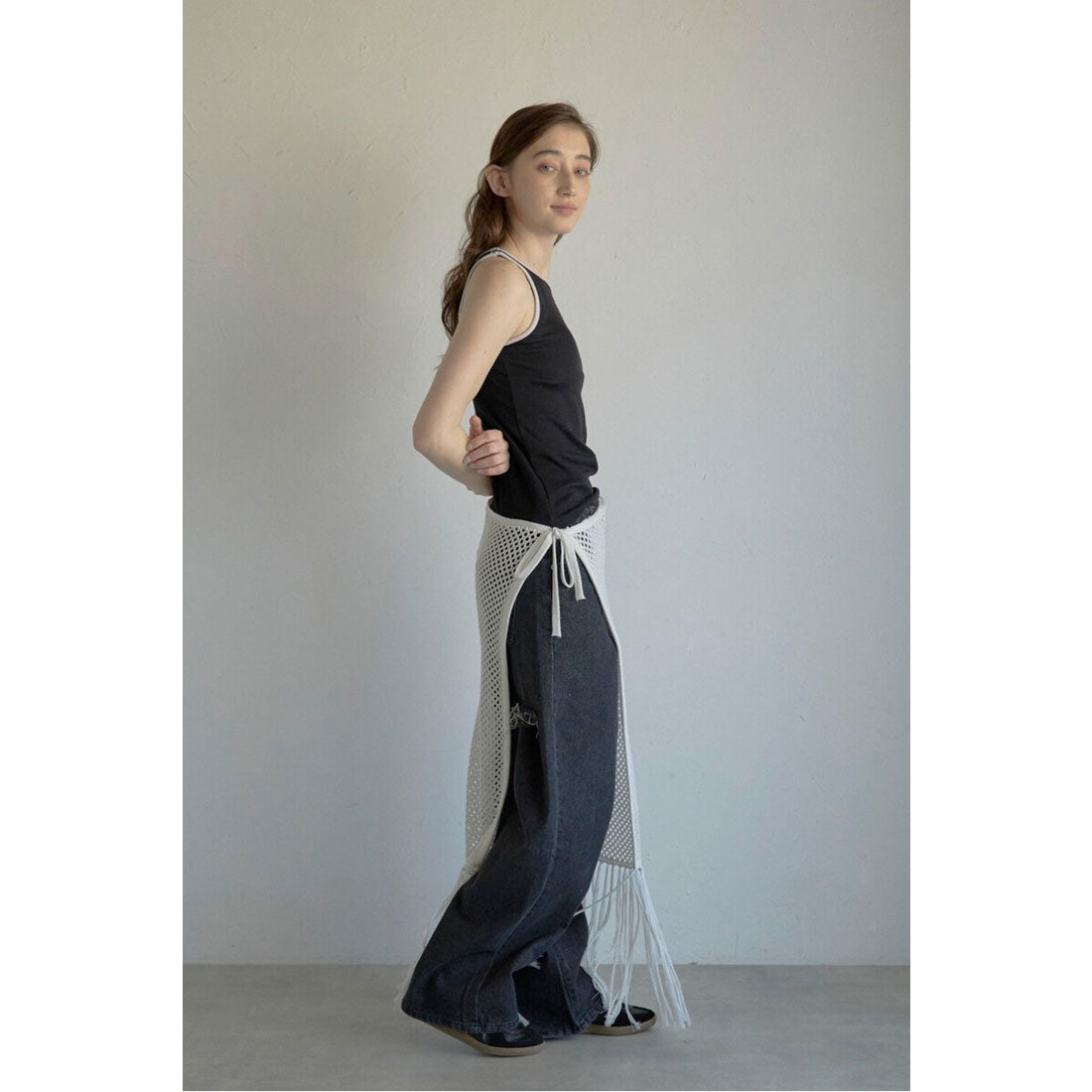 ボンジュールサガン BONJOUR SAGAN openwork knitted wrap skirt / 透かし編みラップスカート （OFF-WHITE） OFF-WHITE