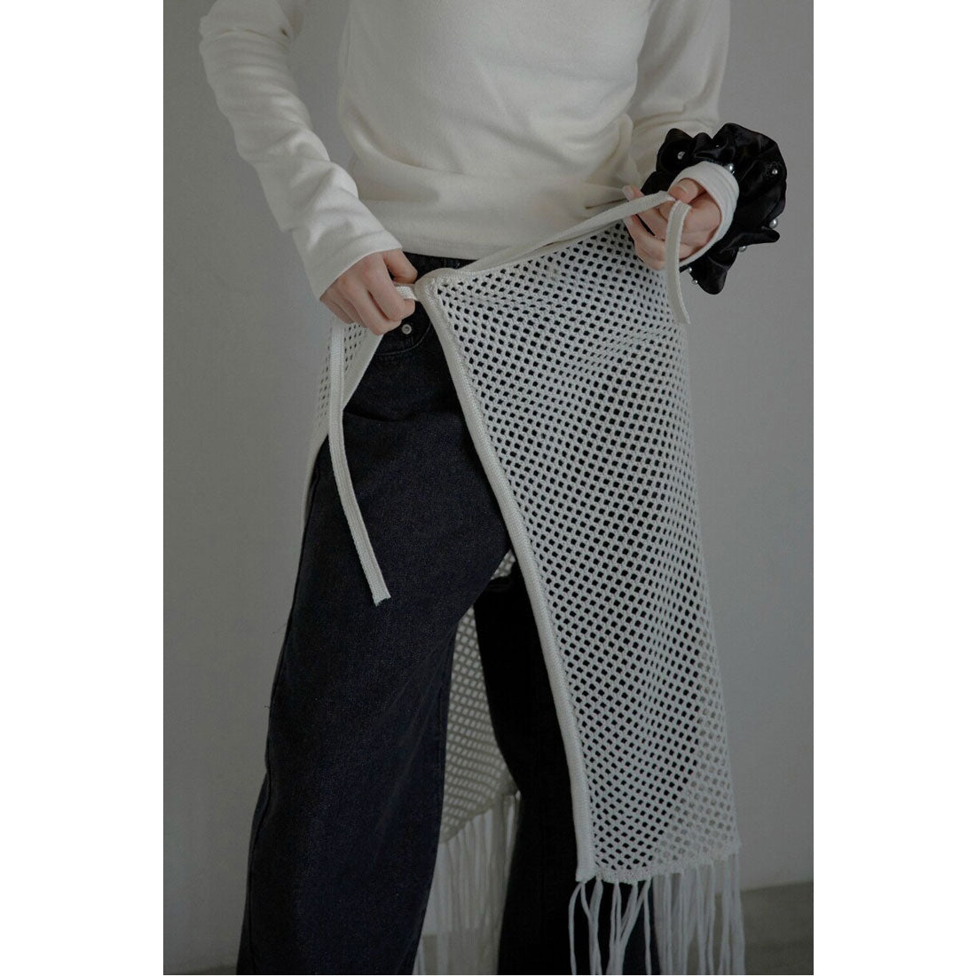 ボンジュールサガン BONJOUR SAGAN openwork knitted wrap skirt / 透かし編みラップスカート （OFF-WHITE） OFF-WHITE
