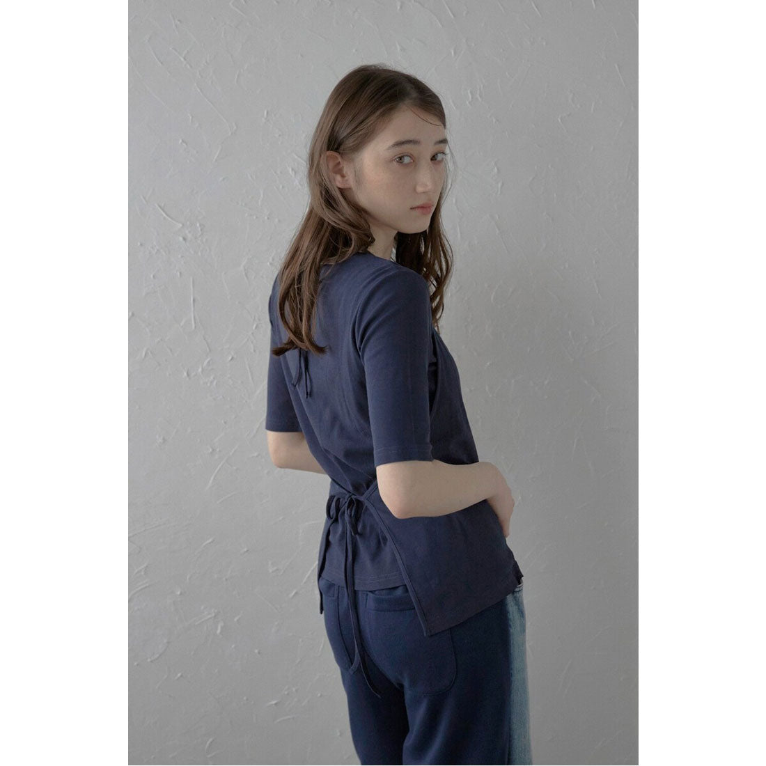 ボンジュールサガン BONJOUR SAGAN fake layered tops / ホルターネックフェイクレイヤードトップス （NAVY） NAVY