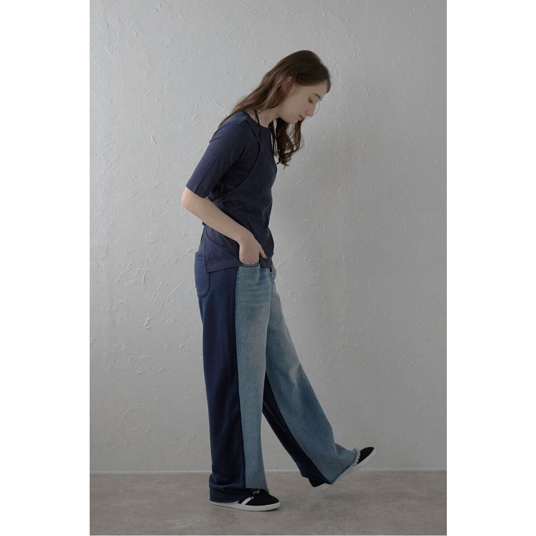 ボンジュールサガン BONJOUR SAGAN fake layered tops / ホルターネックフェイクレイヤードトップス （NAVY） NAVY