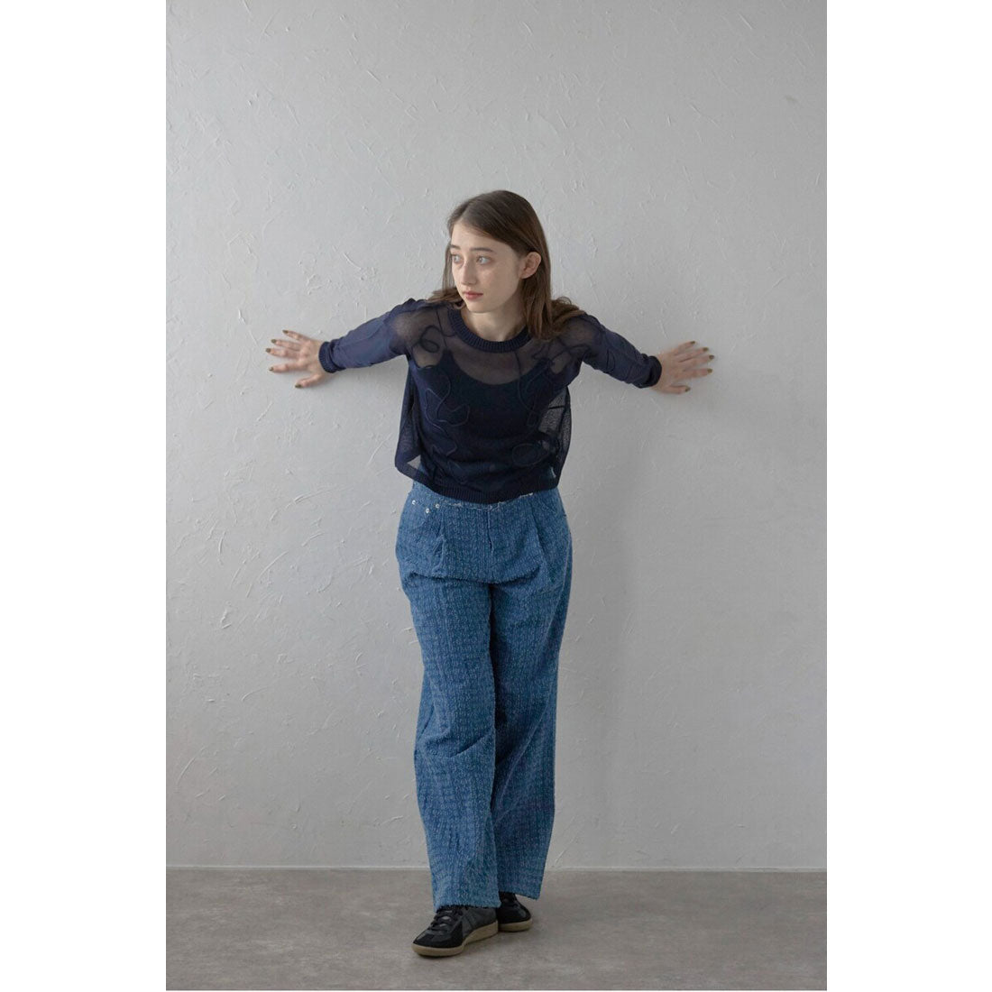 トップス Bonjour Bonjour Sagan cord embroidery sheer knit tops / Cord embroidery sheer