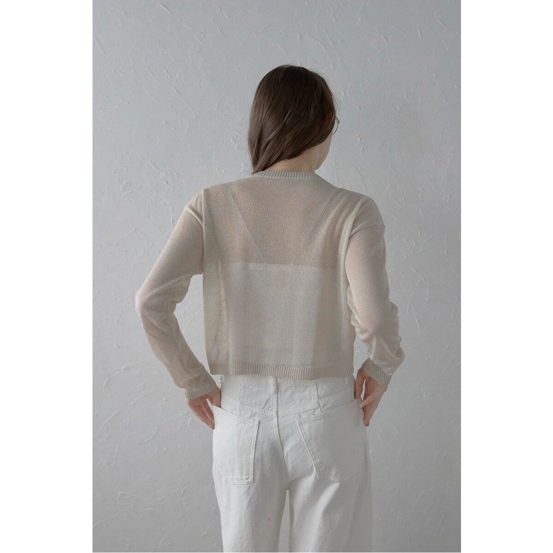 Bonjour Sagan cord embroidery sheer knit tops / Cord embroidery sheer