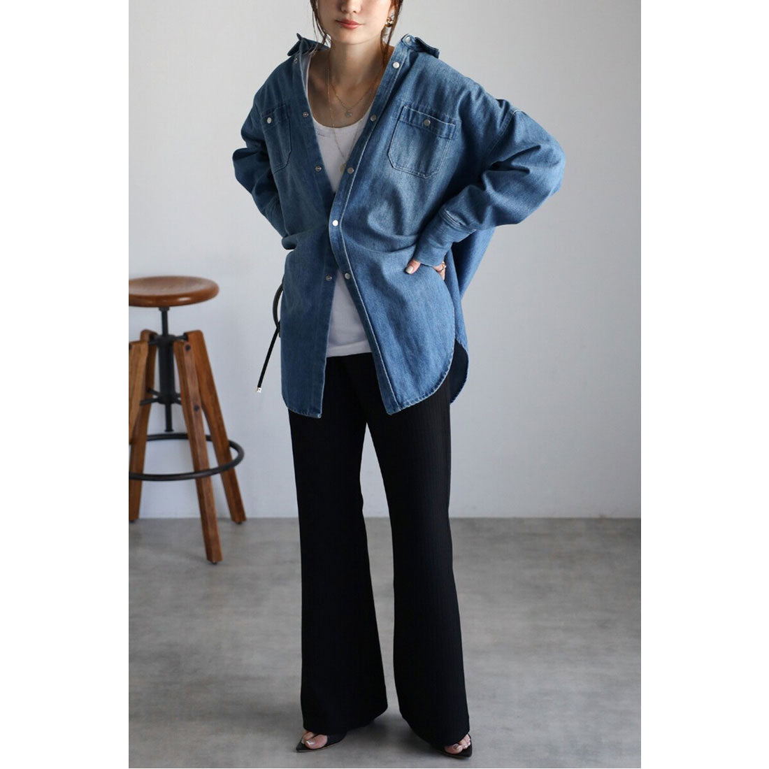 ボンジュールサガン BONJOUR SAGAN エンボスストライプイージーパンツ （DARK-GRAY） DARK-GRAY