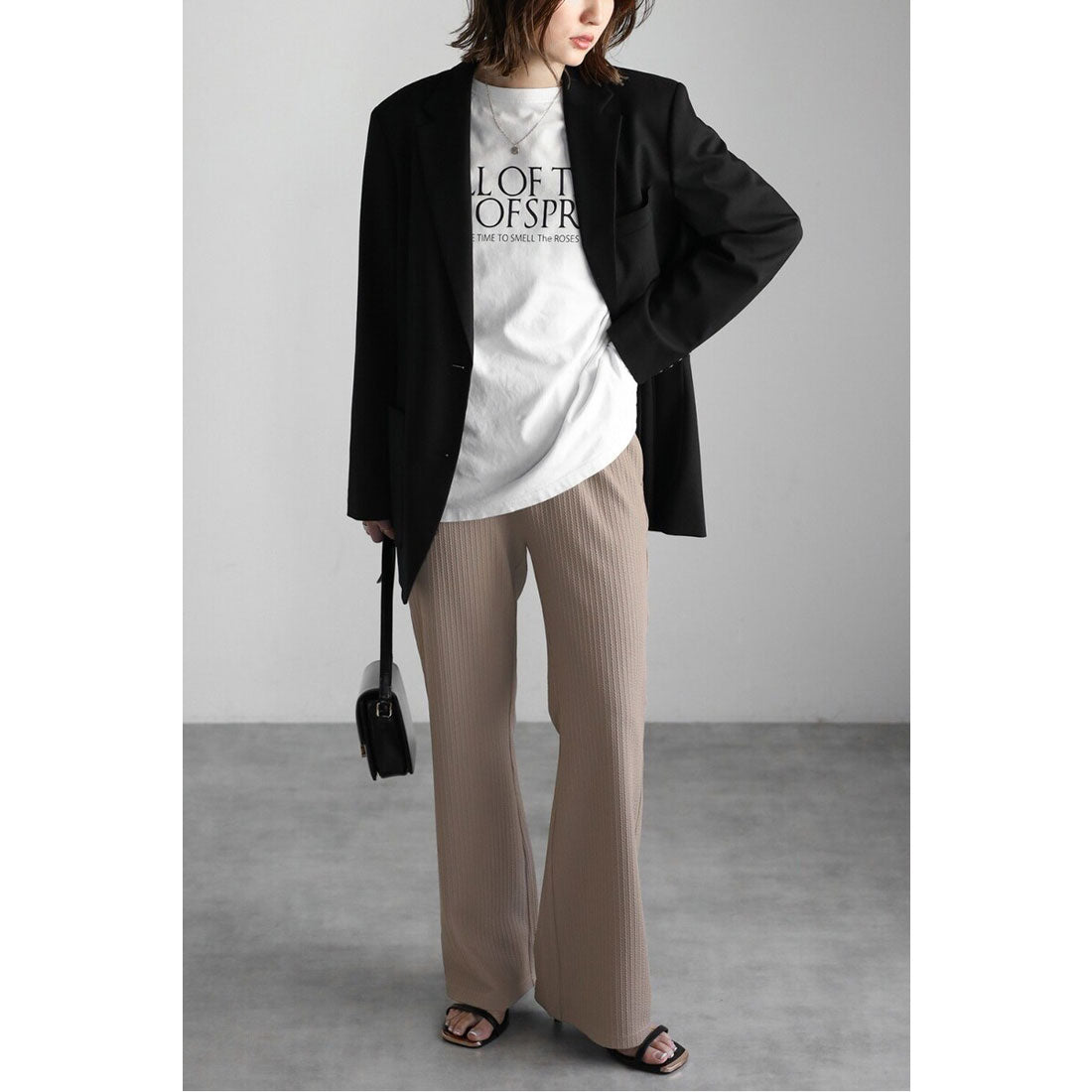 ボンジュールサガン BONJOUR SAGAN エンボスストライプイージーパンツ （DARK-GRAY） DARK-GRAY