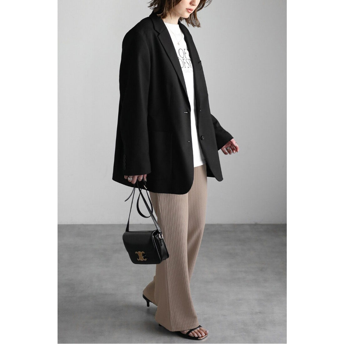 ボンジュールサガン BONJOUR SAGAN エンボスストライプイージーパンツ （DARK-GRAY） DARK-GRAY