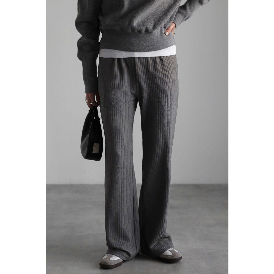ボンジュールサガン BONJOUR SAGAN エンボスストライプイージーパンツ （DARK-GRAY） DARK-GRAY