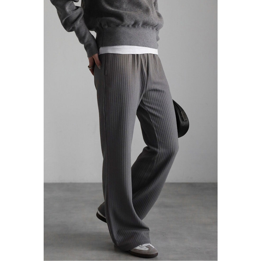 ボンジュールサガン BONJOUR SAGAN エンボスストライプイージーパンツ （DARK-GRAY） DARK-GRAY
