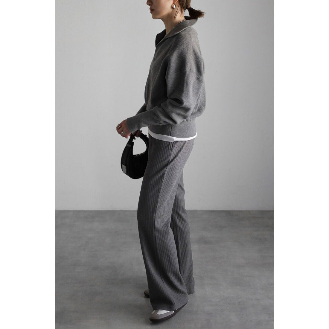 ボンジュールサガン BONJOUR SAGAN エンボスストライプイージーパンツ （DARK-GRAY） DARK-GRAY
