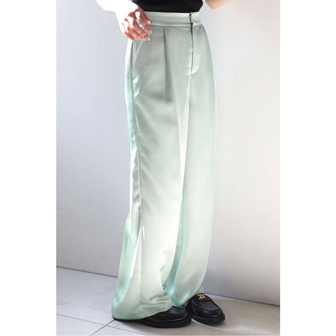 ボンジュールサガン BONJOUR SAGAN glossy satin pants / グロッシーサテンパンツ （MINT） MINT