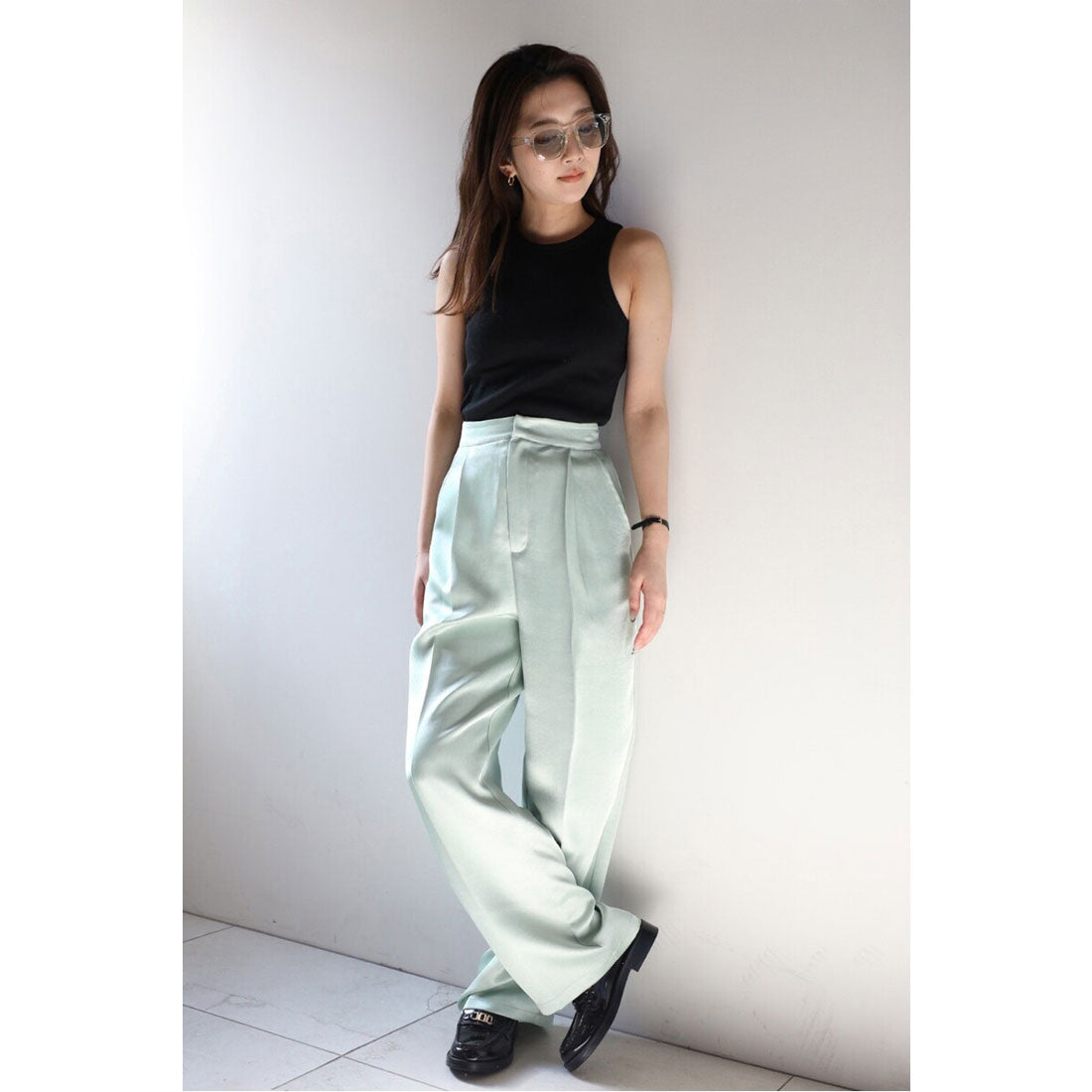 ボンジュールサガン BONJOUR SAGAN glossy satin pants / グロッシーサテンパンツ （MINT） MINT