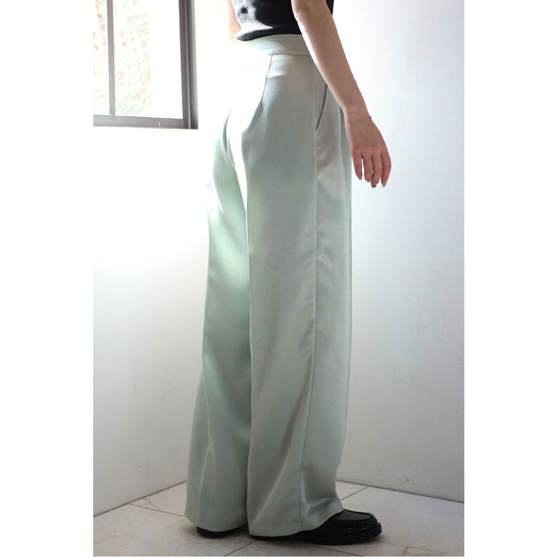 ボンジュールサガン BONJOUR SAGAN glossy satin pants / グロッシーサテンパンツ （MINT） MINT
