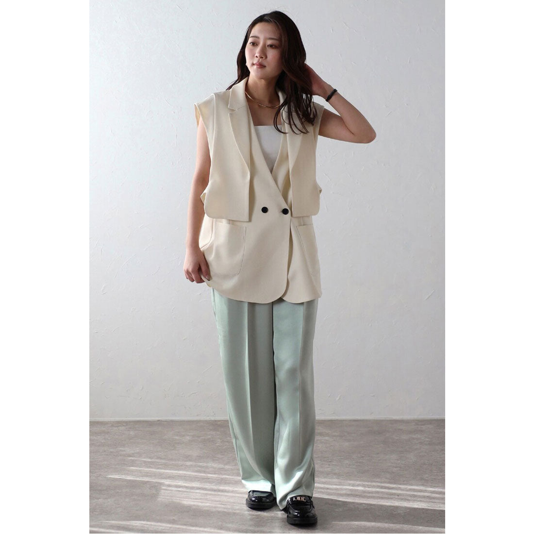 ボンジュールサガン BONJOUR SAGAN glossy satin pants / グロッシーサテンパンツ （MINT） MINT