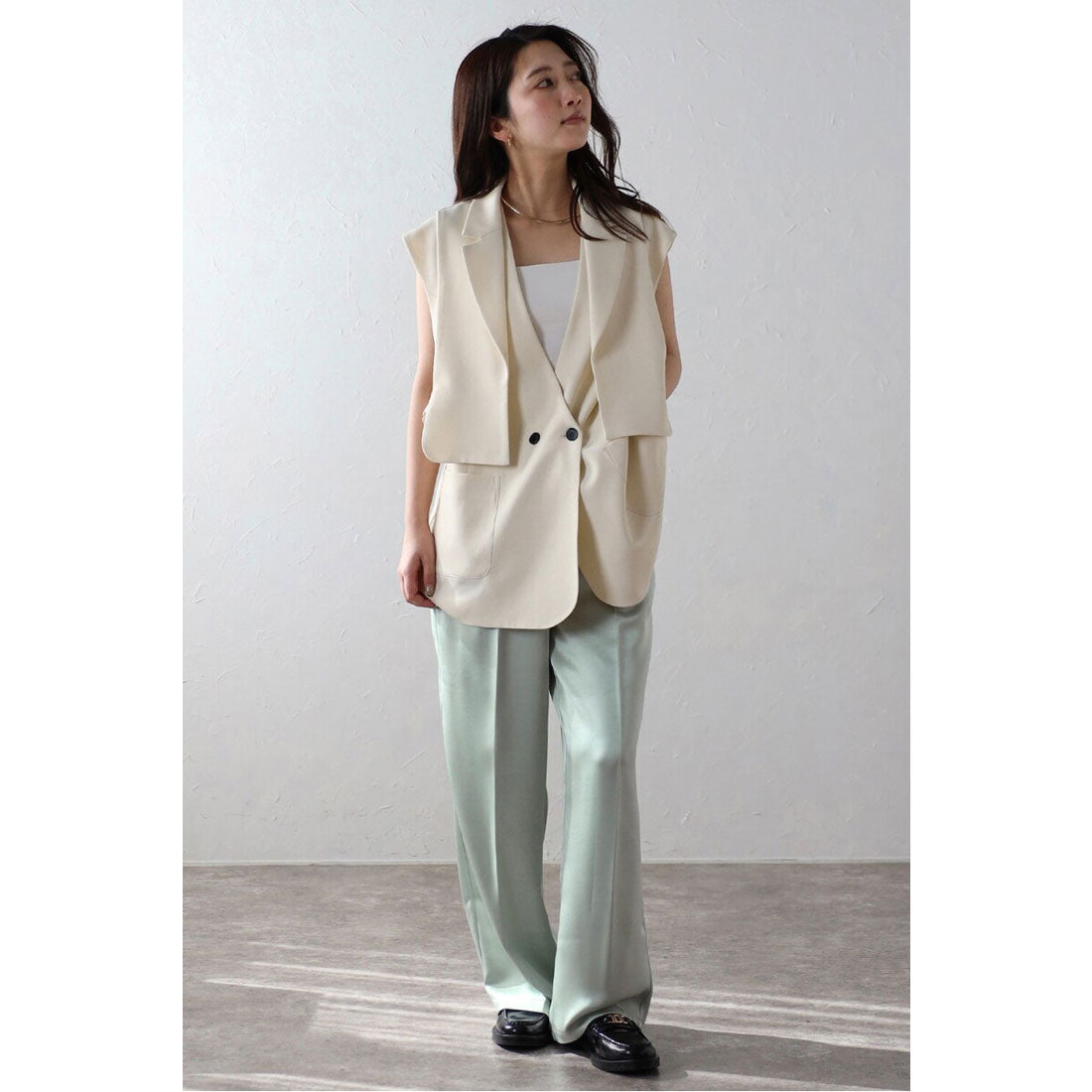 ボンジュールサガン BONJOUR SAGAN glossy satin pants / グロッシーサテンパンツ （MINT） MINT