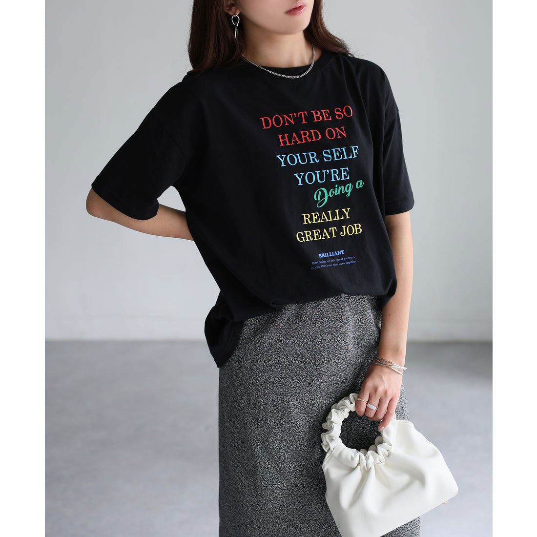 リベリー Riberry マルチカラーロゴプリント半袖ビッグTシャツ （ブラック） ブラック