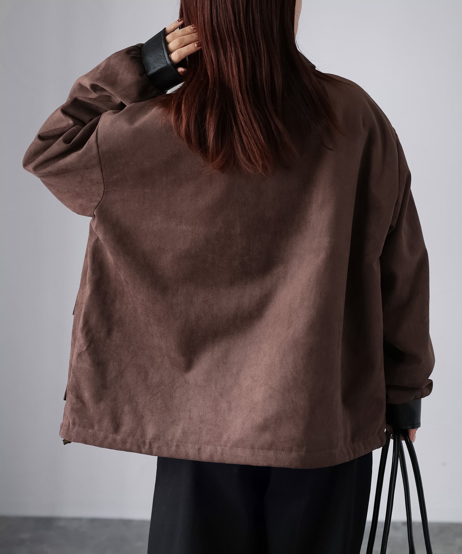 リベリー Riberry フェイクレザー切替中綿スエードブルゾン （ブラウン） ブラウン